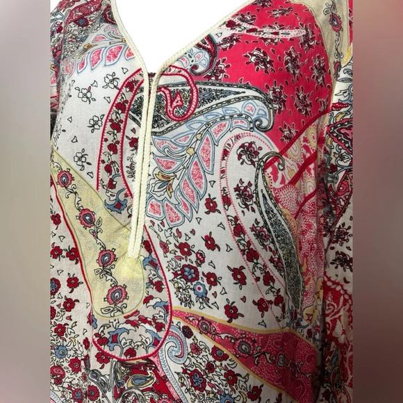 SUNDANCE CATALOG Terreza Paisley Top Size Small‎ Crochet Fringe Detail - Picture 4 of 6